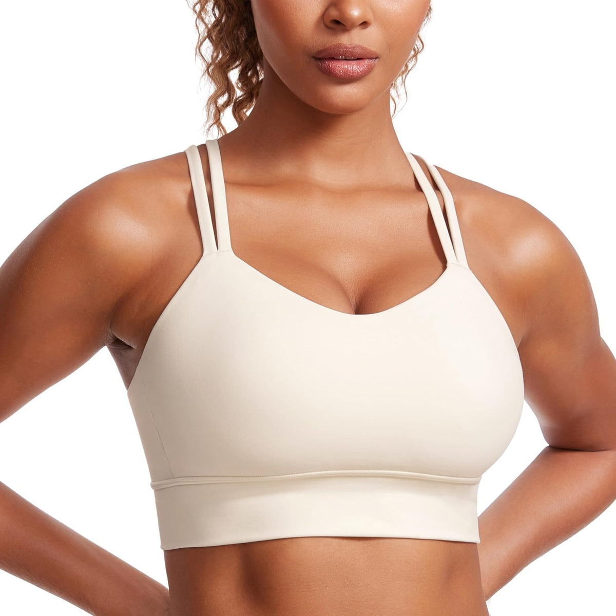 Softness Mold Butterluxe Sports Bras | Molded Cup, Light Support, Yoga, Extremely Soft, Longline, Strappy Back, Scoop Neck, for Women