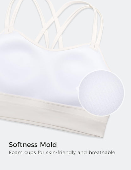 Softness Mold Butterluxe Sports Bras | Molded Cup, Light Support, Yoga, Extremely Soft, Longline, Strappy Back, Scoop Neck, for Women
