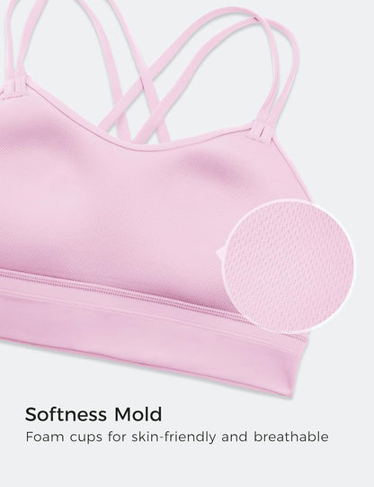 Softness Mold Butterluxe Sports Bras | Molded Cup, Light Support, Yoga, Extremely Soft, Longline, Strappy Back, Scoop Neck, for Women