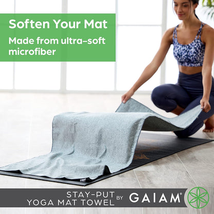 Yoga Towel - Mat Sized Active Dry Non Slip Moisture Wicking Sweat Absorbent Microfiber Hot Yoga Towel for Women & Men | Stay-Put Corner Pockets (70" Long x 26" Wide)