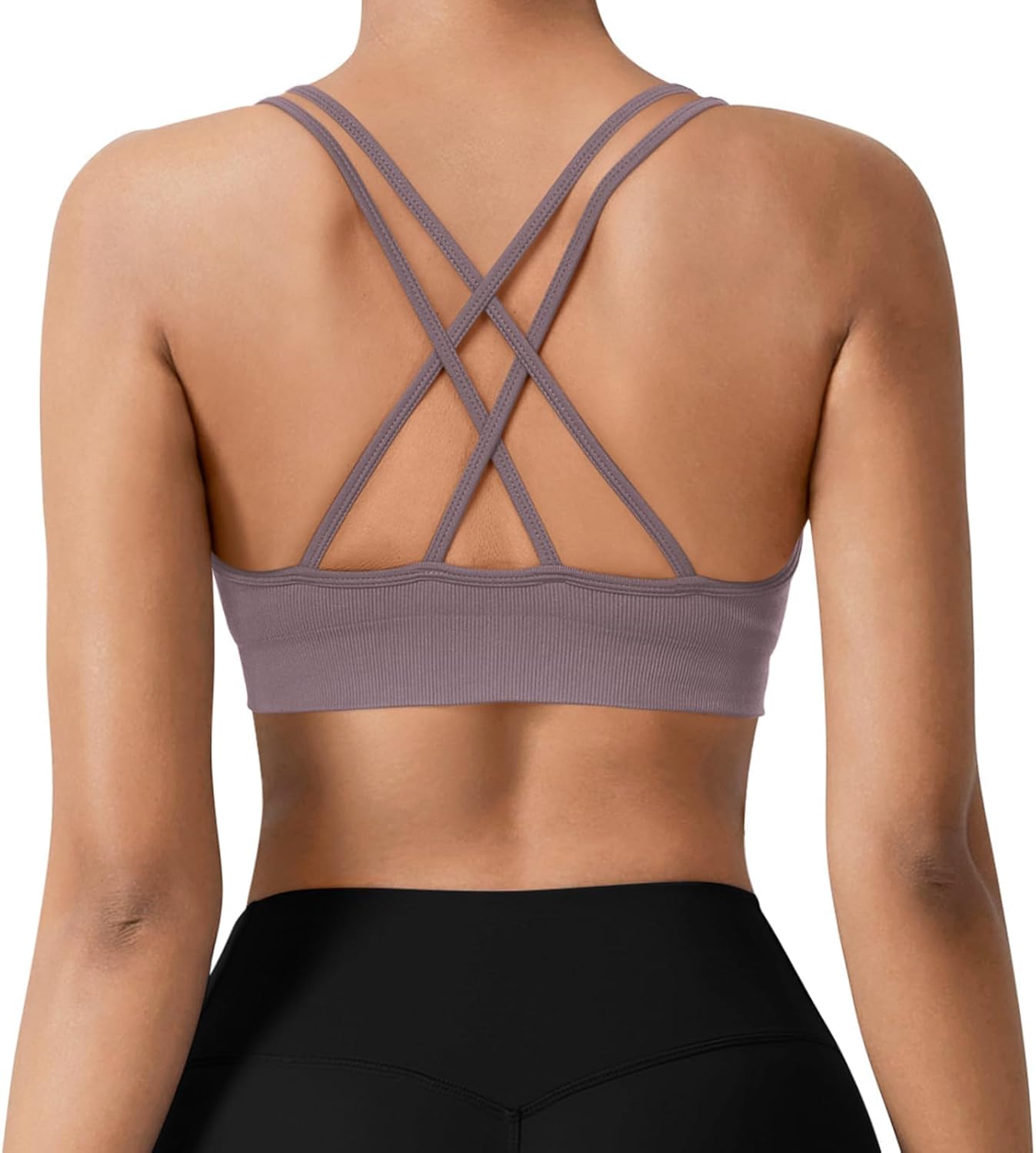 Seamless V-Neck Cross Back Women Sports Bra for Small Chest, 3 Pack | Made for A-C Cups, Spaghetti Straps, Removable Padded, Comfort Wireless for Low Impact Workout: Yoga, Lounging & Daily Wear