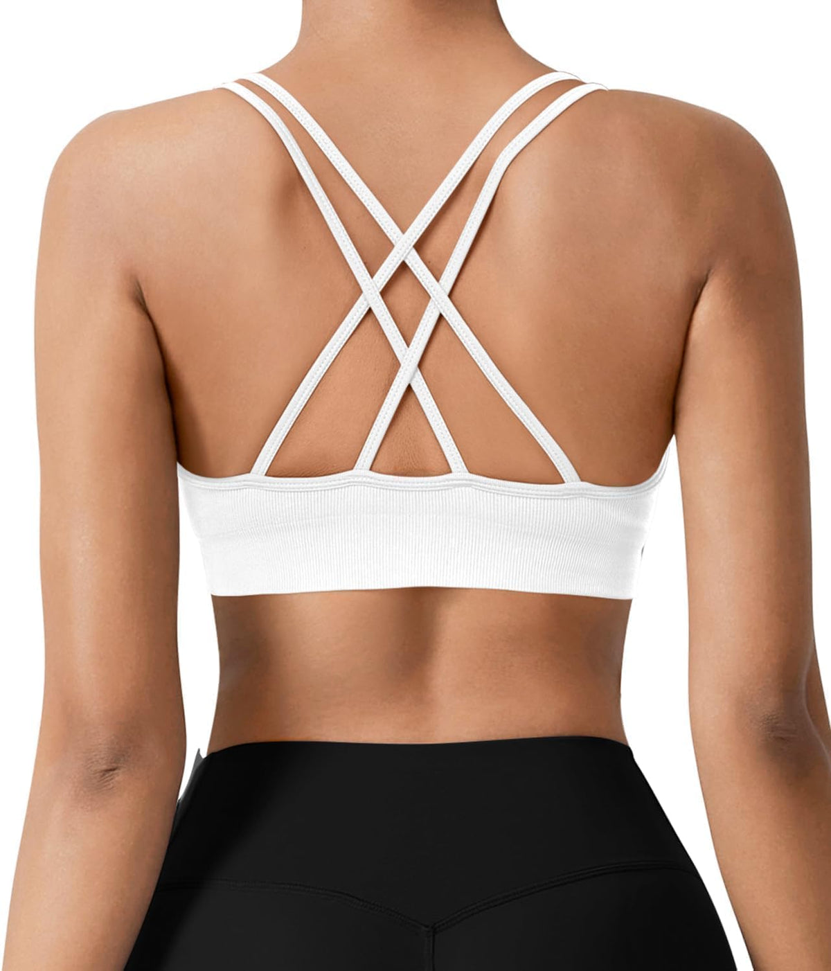 Seamless V-Neck Cross Back Women Sports Bra for Small Chest, 3 Pack | Made for A-C Cups, Spaghetti Straps, Removable Padded, Comfort Wireless for Low Impact Workout: Yoga, Lounging & Daily Wear