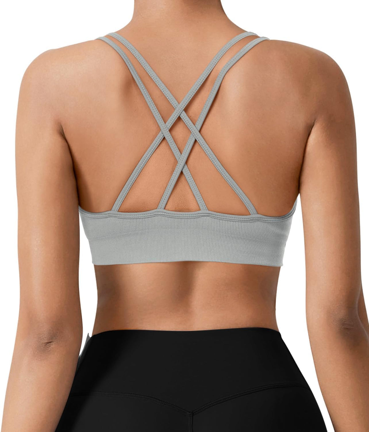 Seamless V-Neck Cross Back Women Sports Bra for Small Chest, 3 Pack | Made for A-C Cups, Spaghetti Straps, Removable Padded, Comfort Wireless for Low Impact Workout: Yoga, Lounging & Daily Wear