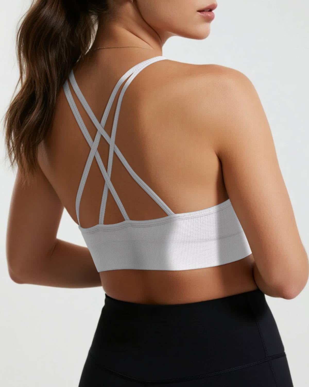 Seamless V-Neck Cross Back Women Sports Bra for Small Chest, 3 Pack | Made for A-C Cups, Spaghetti Straps, Removable Padded, Comfort Wireless for Low Impact Workout: Yoga, Lounging & Daily Wear