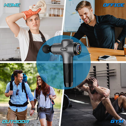 Massage Gun, Back Massager 10 Replacement Head for Pain Relief Deep Tissue, Percussion Massage Guns 7 Speed Level Super Quiet Electric Massager Fathers Day Dad Gifts, Carbon