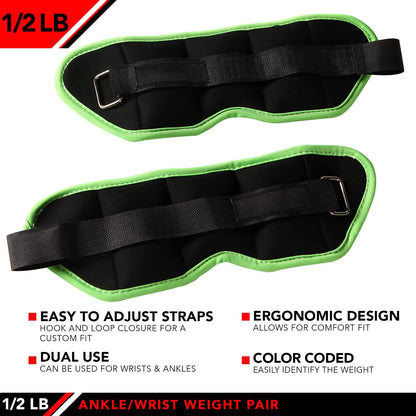 Ankle Weights - Ankle Weight Pair 10 Weight and Bundle Options - 0.5 to 8 lbs. Each (Set of 2) Adjustable Straps – Comfortable, Breathable, Moisture Absorbent Weight Straps for Men and Women