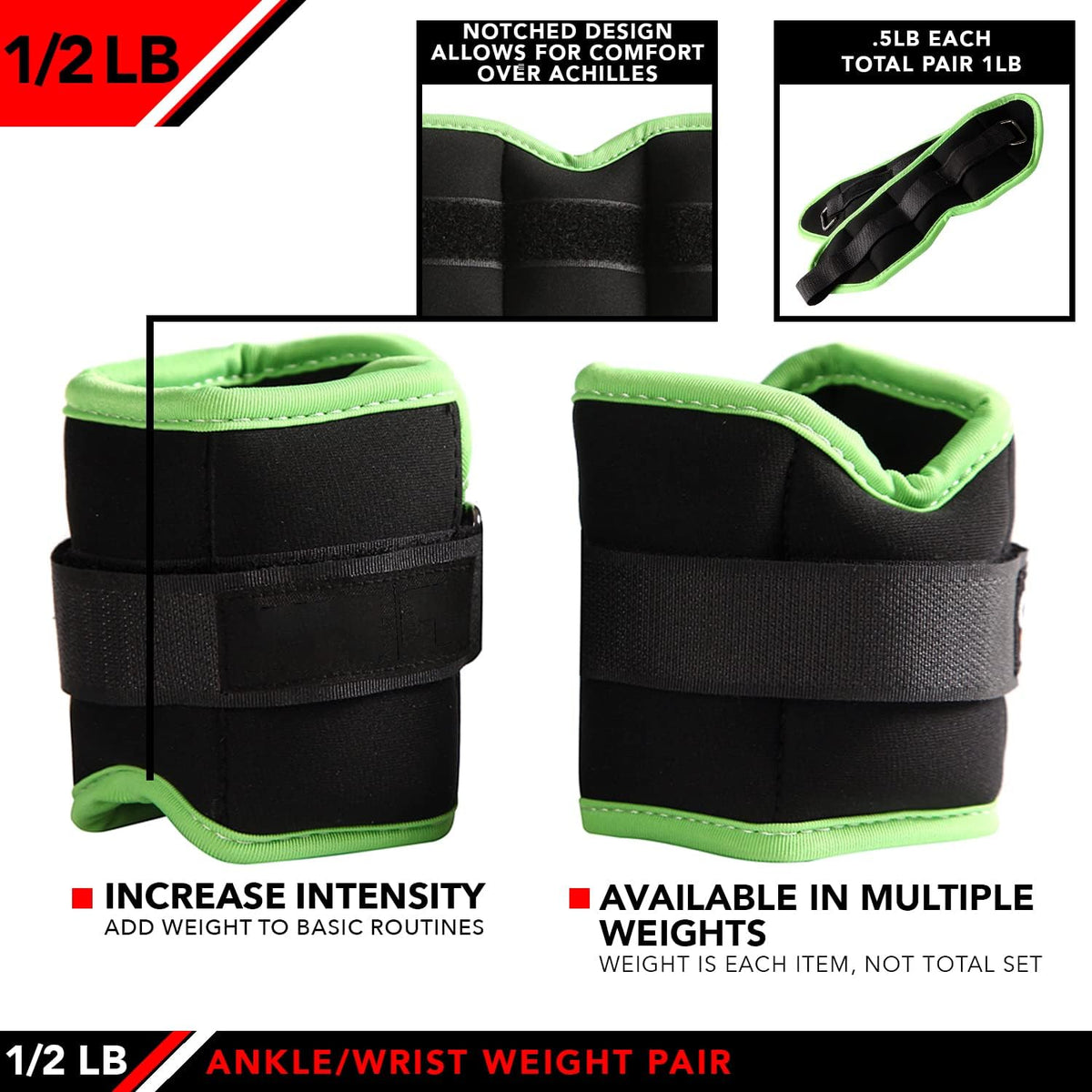 Ankle Weights - Ankle Weight Pair 10 Weight and Bundle Options - 0.5 to 8 lbs. Each (Set of 2) Adjustable Straps – Comfortable, Breathable, Moisture Absorbent Weight Straps for Men and Women