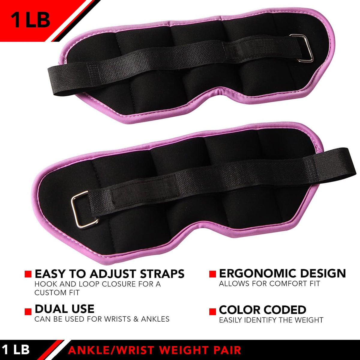 Ankle Weights - Ankle Weight Pair 10 Weight and Bundle Options - 0.5 to 8 lbs. Each (Set of 2) Adjustable Straps – Comfortable, Breathable, Moisture Absorbent Weight Straps for Men and Women