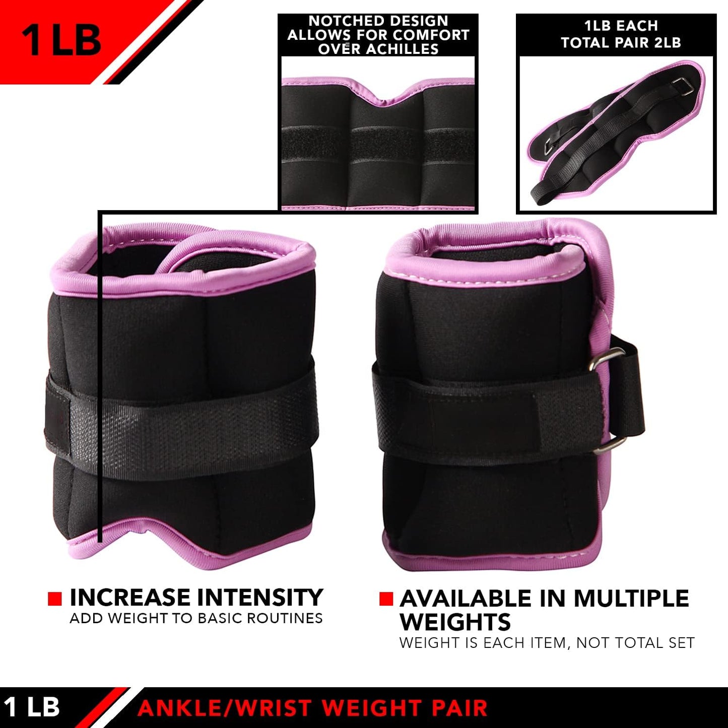 Ankle Weights - Ankle Weight Pair 10 Weight and Bundle Options - 0.5 to 8 lbs. Each (Set of 2) Adjustable Straps – Comfortable, Breathable, Moisture Absorbent Weight Straps for Men and Women