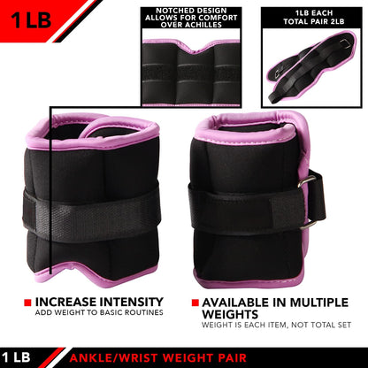 Ankle Weights - Ankle Weight Pair 10 Weight and Bundle Options - 0.5 to 8 lbs. Each (Set of 2) Adjustable Straps – Comfortable, Breathable, Moisture Absorbent Weight Straps for Men and Women
