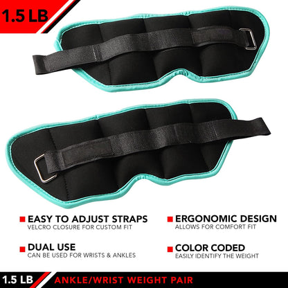 Ankle Weights - Ankle Weight Pair 10 Weight and Bundle Options - 0.5 to 8 lbs. Each (Set of 2) Adjustable Straps – Comfortable, Breathable, Moisture Absorbent Weight Straps for Men and Women
