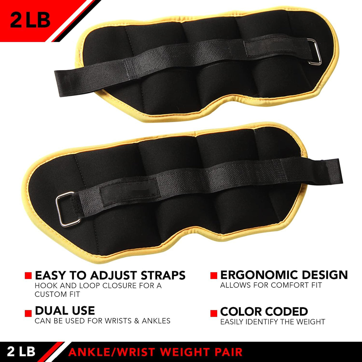 Ankle Weights - Ankle Weight Pair 10 Weight and Bundle Options - 0.5 to 8 lbs. Each (Set of 2) Adjustable Straps – Comfortable, Breathable, Moisture Absorbent Weight Straps for Men and Women