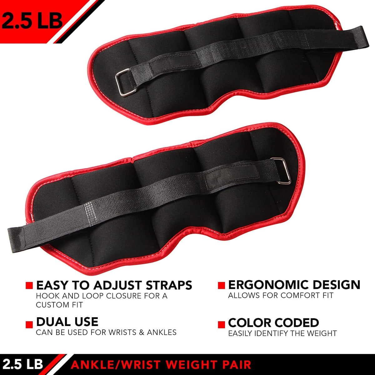Ankle Weights - Ankle Weight Pair 10 Weight and Bundle Options - 0.5 to 8 lbs. Each (Set of 2) Adjustable Straps – Comfortable, Breathable, Moisture Absorbent Weight Straps for Men and Women