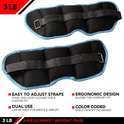 Ankle Weights - Ankle Weight Pair 10 Weight and Bundle Options - 0.5 to 8 lbs. Each (Set of 2) Adjustable Straps – Comfortable, Breathable, Moisture Absorbent Weight Straps for Men and Women