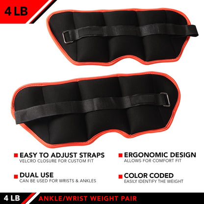 Ankle Weights - Ankle Weight Pair 10 Weight and Bundle Options - 0.5 to 8 lbs. Each (Set of 2) Adjustable Straps – Comfortable, Breathable, Moisture Absorbent Weight Straps for Men and Women