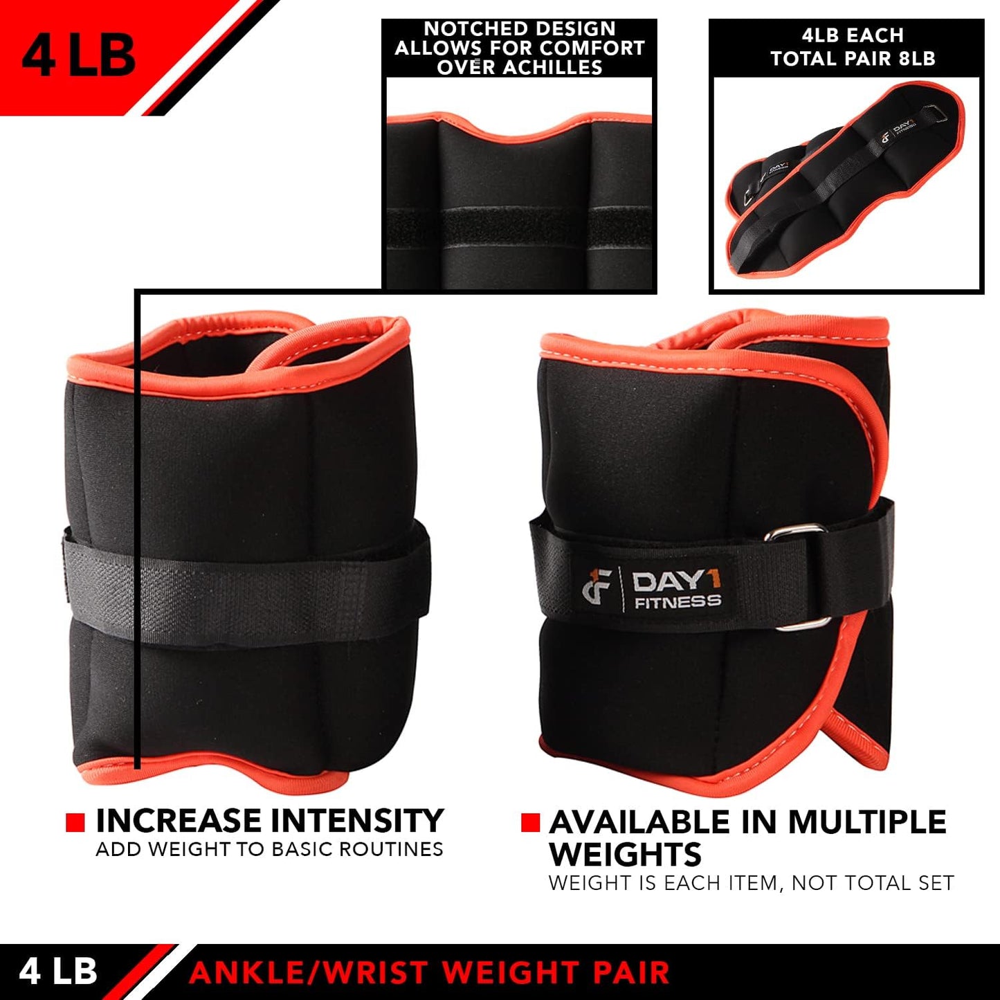 Ankle Weights - Ankle Weight Pair 10 Weight and Bundle Options - 0.5 to 8 lbs. Each (Set of 2) Adjustable Straps – Comfortable, Breathable, Moisture Absorbent Weight Straps for Men and Women