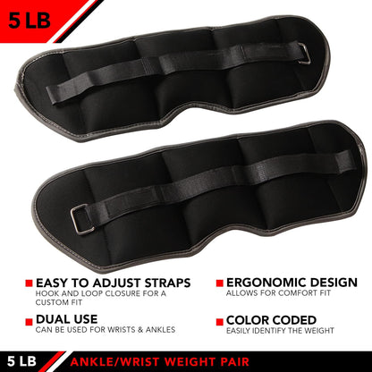 Ankle Weights - Ankle Weight Pair 10 Weight and Bundle Options - 0.5 to 8 lbs. Each (Set of 2) Adjustable Straps – Comfortable, Breathable, Moisture Absorbent Weight Straps for Men and Women