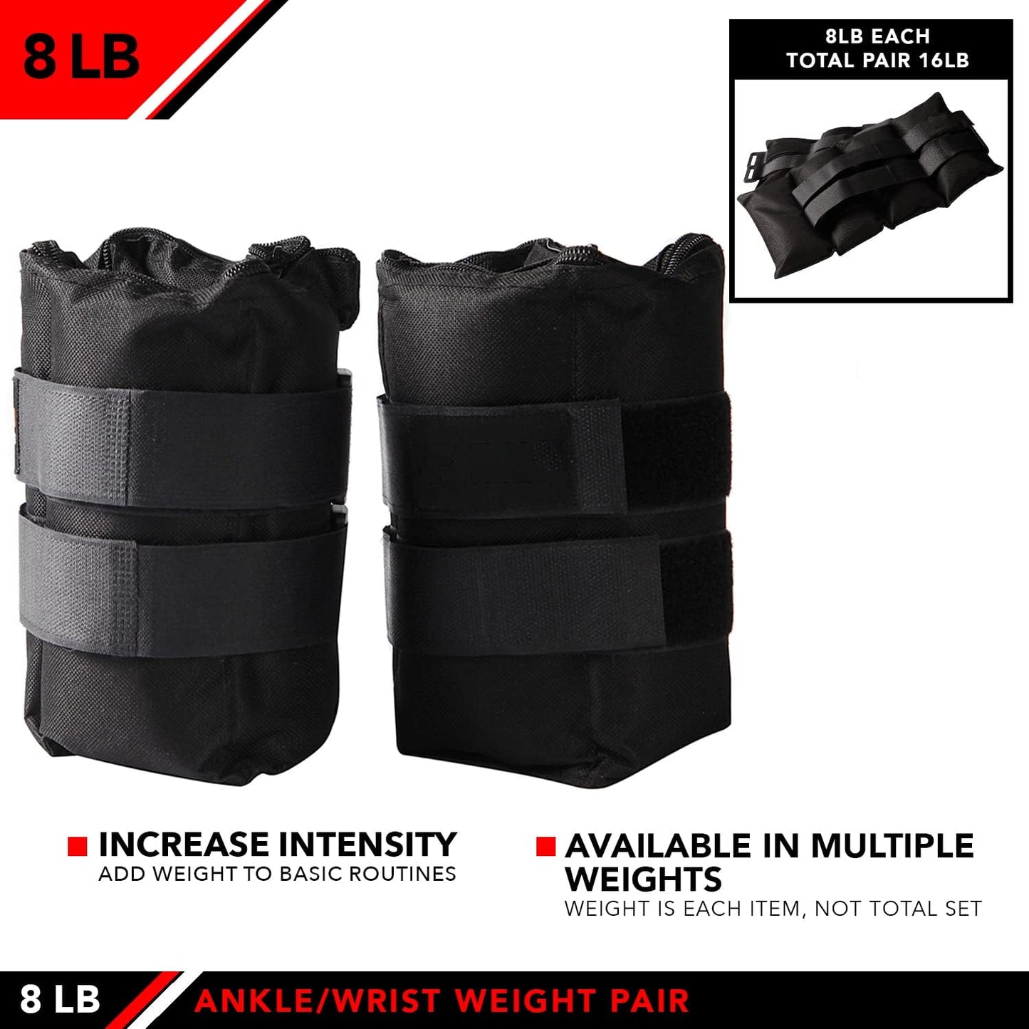 Ankle Weights - Ankle Weight Pair 10 Weight and Bundle Options - 0.5 to 8 lbs. Each (Set of 2) Adjustable Straps – Comfortable, Breathable, Moisture Absorbent Weight Straps for Men and Women