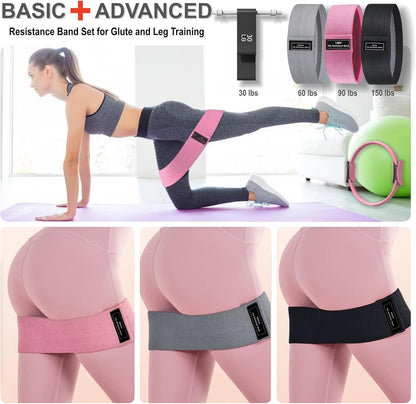 Pilates Equipment, Pilates Kit for Home Workouts, Pilates Essentials Kit for Women, Home Pilates Kit with Pilates Ring and Ball Set, Booty Bands, Figure 8 Resistance Band, Yoga Band