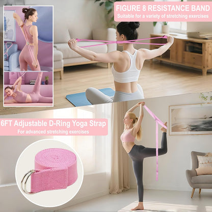 Pilates Equipment, Pilates Kit for Home Workouts, Pilates Essentials Kit for Women, Home Pilates Kit with Pilates Ring and Ball Set, Booty Bands, Figure 8 Resistance Band, Yoga Band