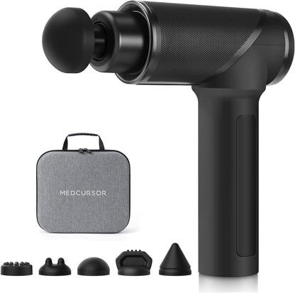 Massage Gun - High Intensity Brushless Motor, Handheld Percussion Deep Tissue Massager with 6 Massage Heads for Sore Muscle and Stiffness, Valentines Day Gifts (Gray)