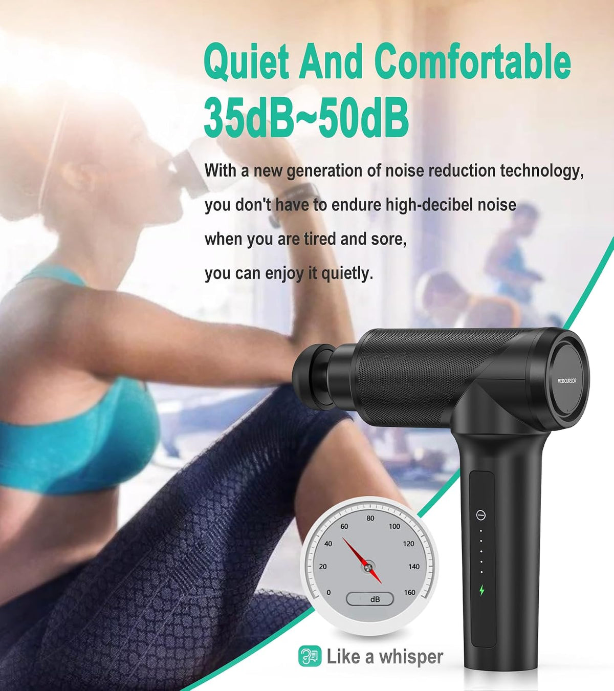 Massage Gun - High Intensity Brushless Motor, Handheld Percussion Deep Tissue Massager with 6 Massage Heads for Sore Muscle and Stiffness, Valentines Day Gifts (Gray)