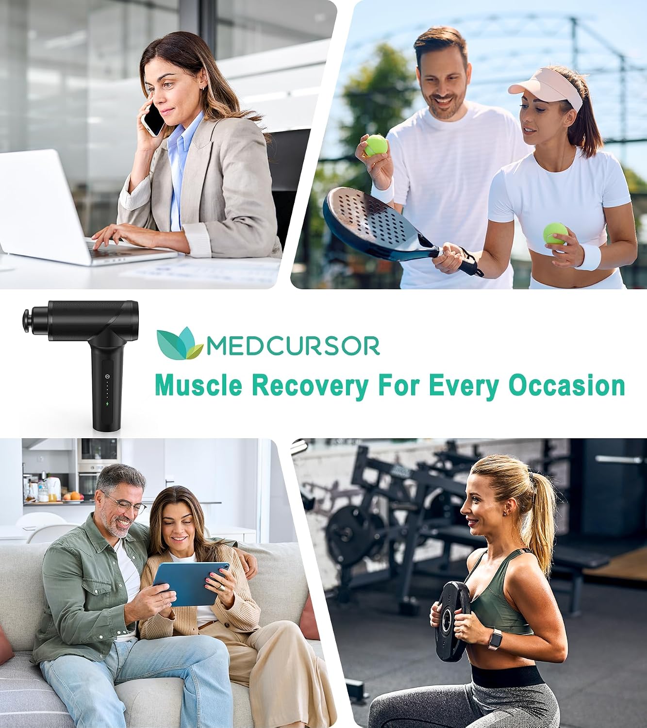Massage Gun - High Intensity Brushless Motor, Handheld Percussion Deep Tissue Massager with 6 Massage Heads for Sore Muscle and Stiffness, Valentines Day Gifts (Gray)