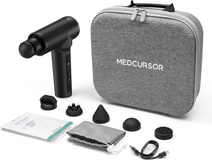 Massage Gun - High Intensity Brushless Motor, Handheld Percussion Deep Tissue Massager with 6 Massage Heads for Sore Muscle and Stiffness, Valentines Day Gifts (Gray)