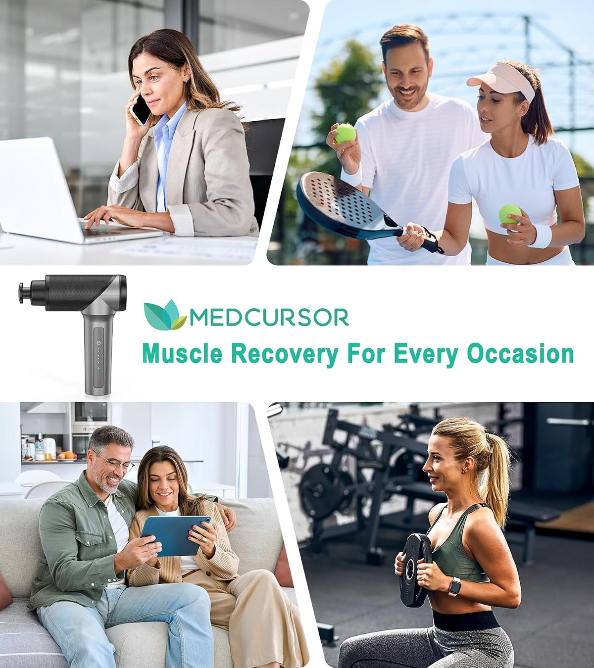 Massage Gun - High Intensity Brushless Motor, Handheld Percussion Deep Tissue Massager with 6 Massage Heads for Sore Muscle and Stiffness, Valentines Day Gifts (Gray)