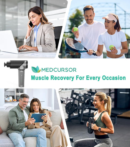 Massage Gun - High Intensity Brushless Motor, Handheld Percussion Deep Tissue Massager with 6 Massage Heads for Sore Muscle and Stiffness, Valentines Day Gifts (Gray)