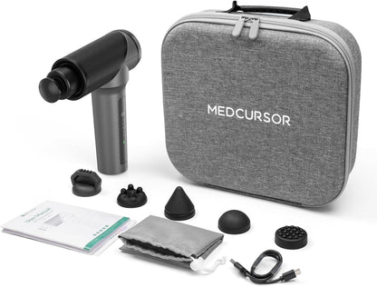 Massage Gun - High Intensity Brushless Motor, Handheld Percussion Deep Tissue Massager with 6 Massage Heads for Sore Muscle and Stiffness, Valentines Day Gifts (Gray)