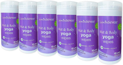 Yoga Wipes for Mat and Body - Bulk CASE of 6 - Natural Lavender and Tea Tree - - for Studio, Gym, Spa, Fitness