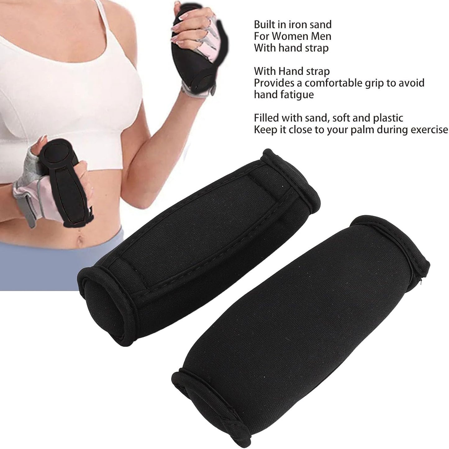 1LB Pair Soft Dumbbells with Hand Strap, Sand Filled Neoprene Hand Weights for Women and Men Walking, Jogging, Cardio, Aerobics and Home Workout