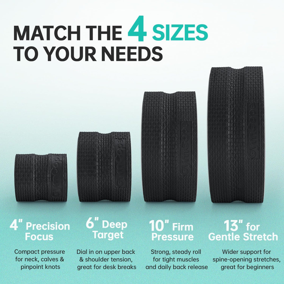 Back Wheel Foam Roller – Targeted Back & Neck Relief, Lumbar Spine Stretcher, Spinal Decompression Stretcher, Massage Roller with Density Foam for Physical Therapy, Supports 500lbs