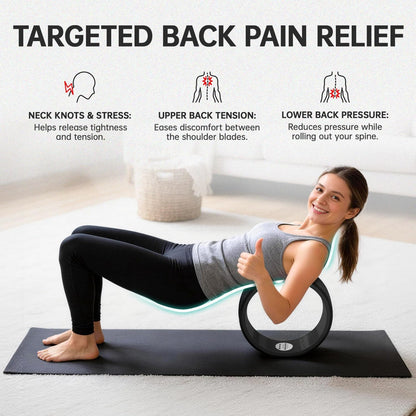 Back Wheel Foam Roller – Targeted Back & Neck Relief, Lumbar Spine Stretcher, Spinal Decompression Stretcher, Massage Roller with Density Foam for Physical Therapy, Supports 500lbs