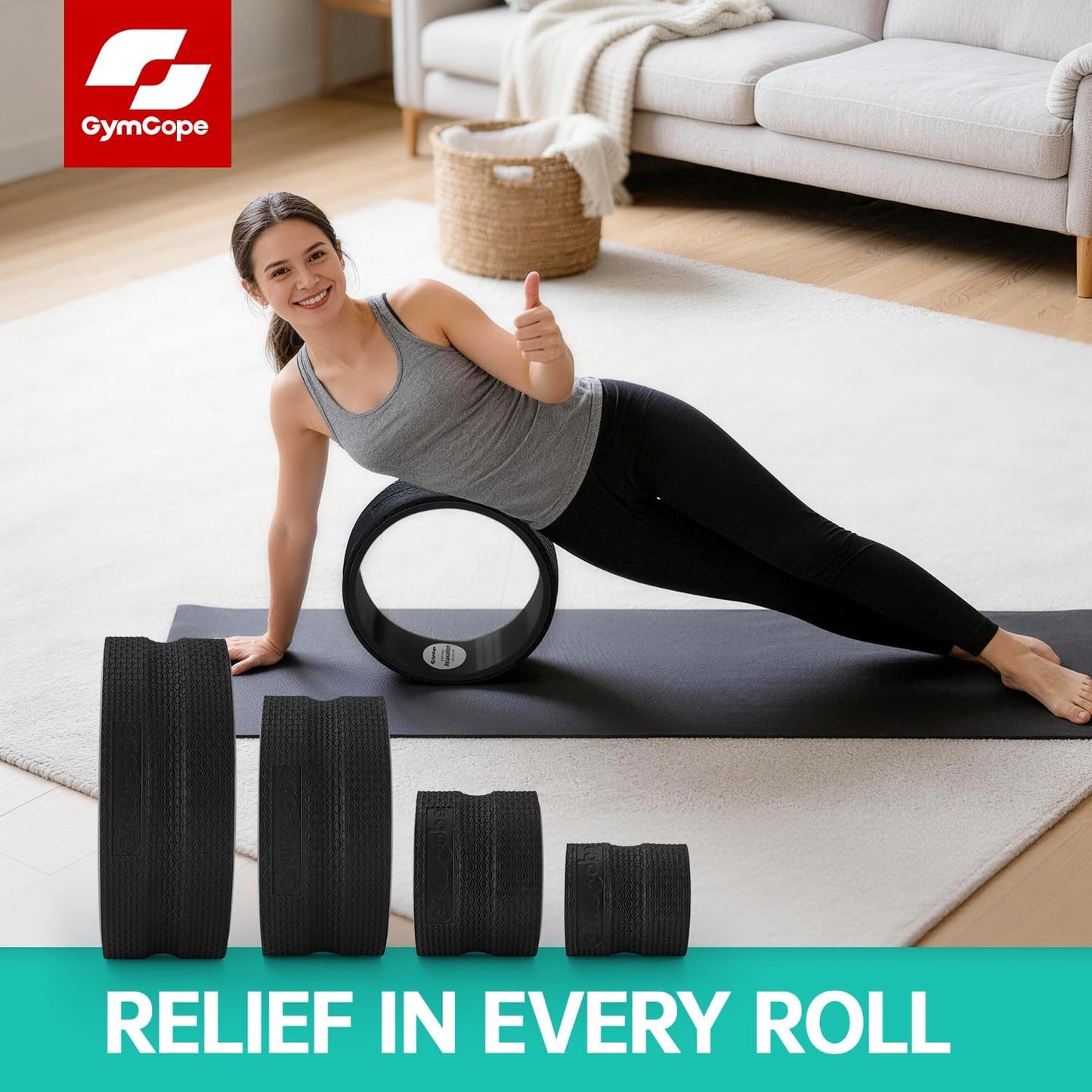 Back Wheel Foam Roller – Targeted Back & Neck Relief, Lumbar Spine Stretcher, Spinal Decompression Stretcher, Massage Roller with Density Foam for Physical Therapy, Supports 500lbs