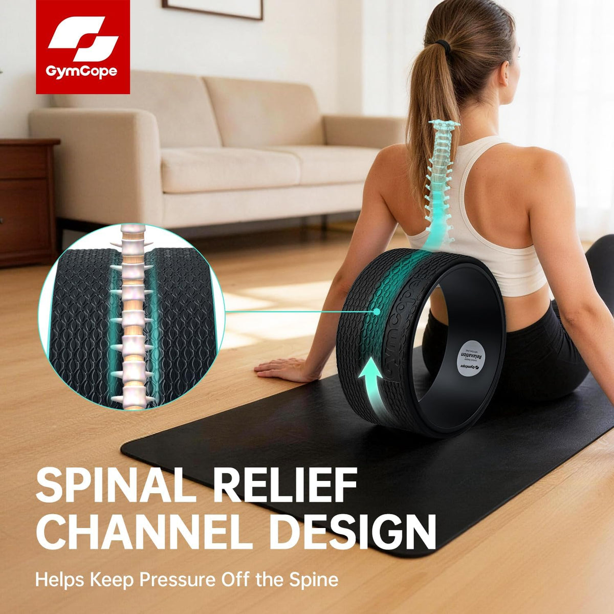 Back Wheel Foam Roller – Targeted Back & Neck Relief, Lumbar Spine Stretcher, Spinal Decompression Stretcher, Massage Roller with Density Foam for Physical Therapy, Supports 500lbs
