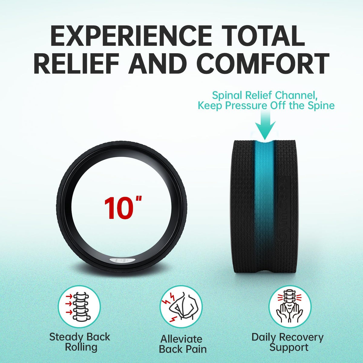 Back Wheel Foam Roller – Targeted Back & Neck Relief, Lumbar Spine Stretcher, Spinal Decompression Stretcher, Massage Roller with Density Foam for Physical Therapy, Supports 500lbs