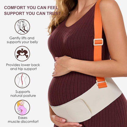Belly Bands for Pregnant Women with Adjustable Support Brace Straps | Pregnancy Belly Band Maternity Belt for Abdomen, Waist and Back Support (Gray,L)