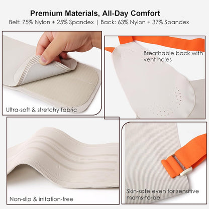 Belly Bands for Pregnant Women with Adjustable Support Brace Straps | Pregnancy Belly Band Maternity Belt for Abdomen, Waist and Back Support (Gray,L)