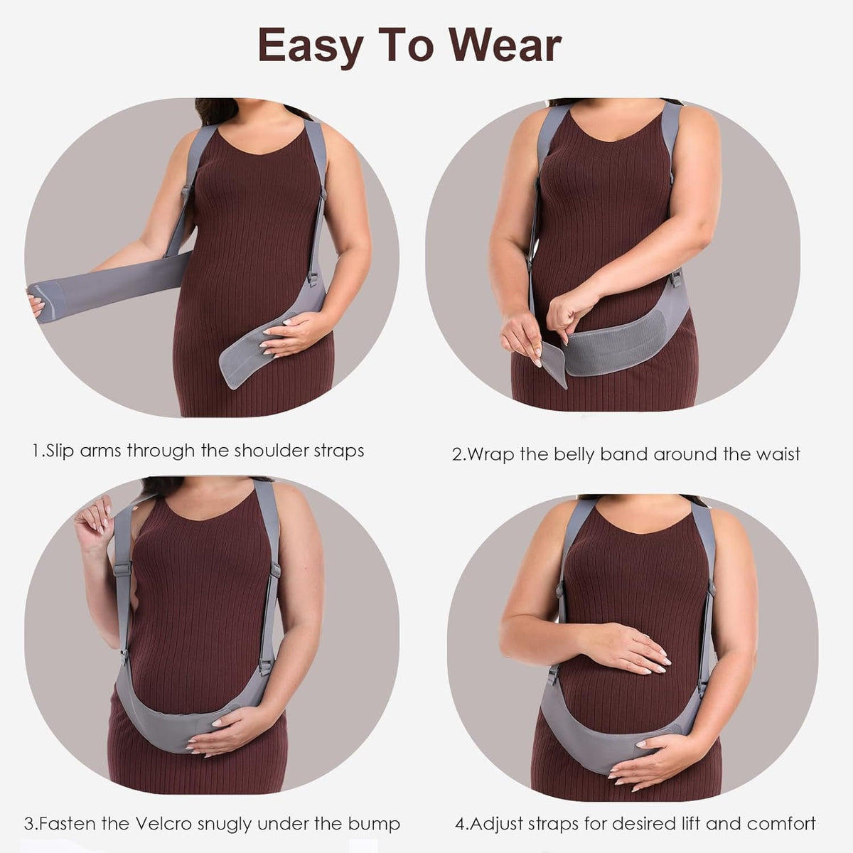 Belly Bands for Pregnant Women with Adjustable Support Brace Straps | Pregnancy Belly Band Maternity Belt for Abdomen, Waist and Back Support (Gray,L)