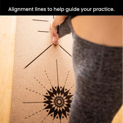 Luxury Cork Yoga Mat - Non Slip, Extra Thick Grip. Thicker, Longer, and Wider for More Comfort and Support. Tough Enough For Hot Yoga. Natural, Non Toxic, and Eco Friendly. Optional Alignment Lines.