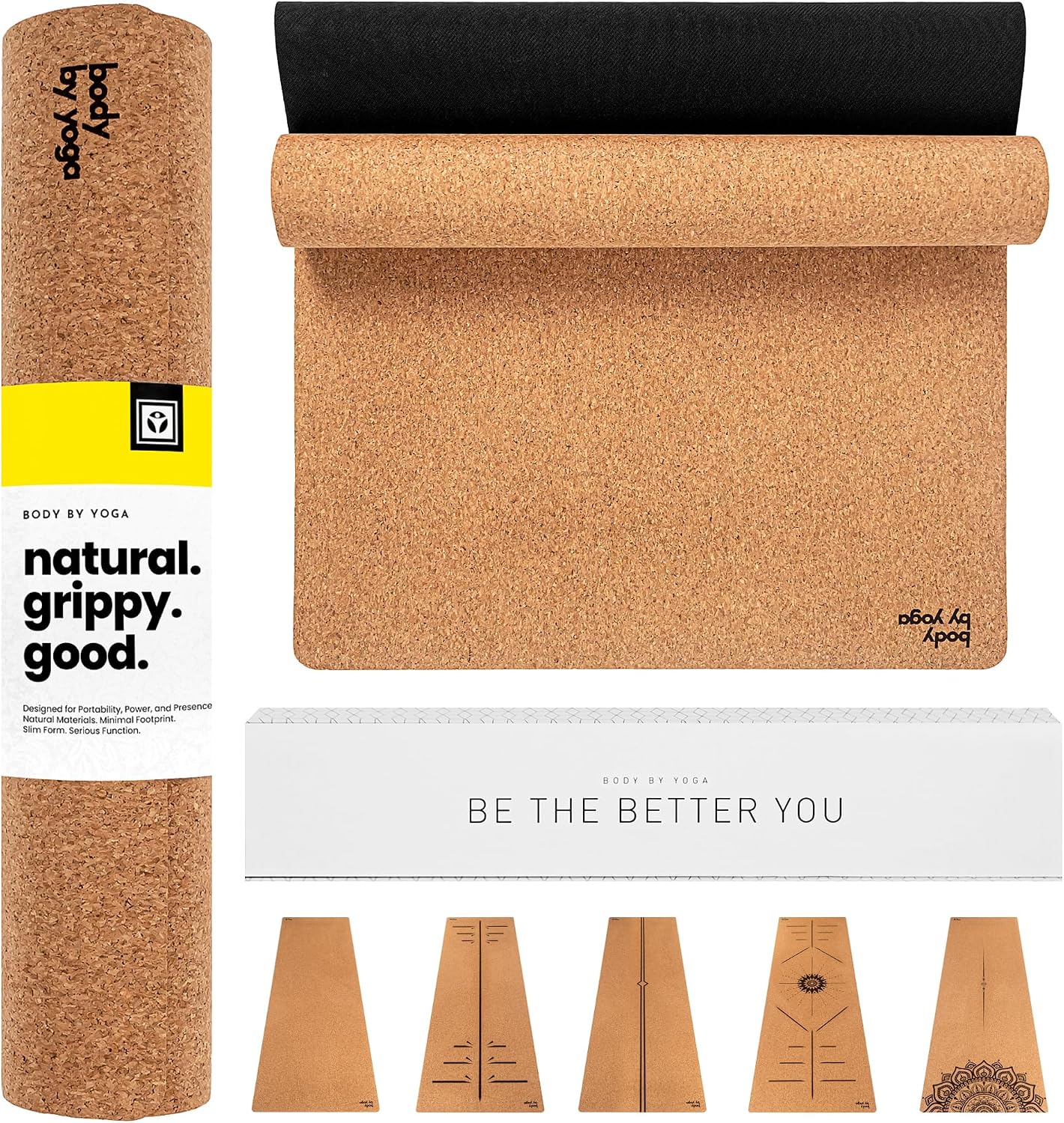 Luxury Cork Yoga Mat - Non Slip, Extra Thick Grip. Thicker, Longer, and Wider for More Comfort and Support. Tough Enough For Hot Yoga. Natural, Non Toxic, and Eco Friendly. Optional Alignment Lines.