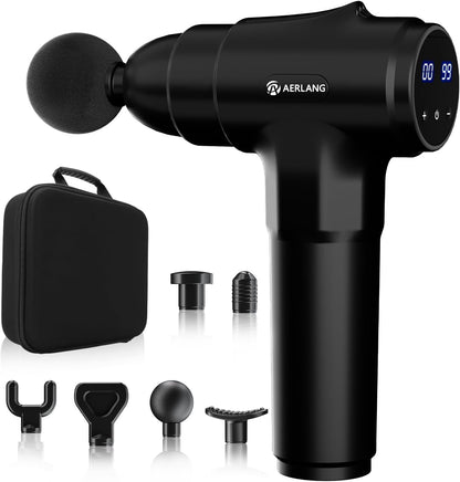 Muscle Massage Gun, Back Massager Deep Tissue Gun for Athletes to Relief Pain and Relax with 20 Adjustable High Intensity Speeds 6 Heads, Body Carrying Case