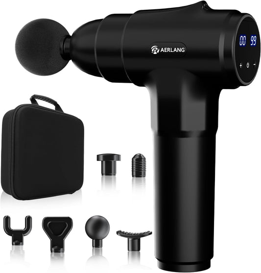 Muscle Massage Gun, Back Massager Deep Tissue Gun for Athletes to Relief Pain and Relax with 20 Adjustable High Intensity Speeds 6 Heads, Body Carrying Case