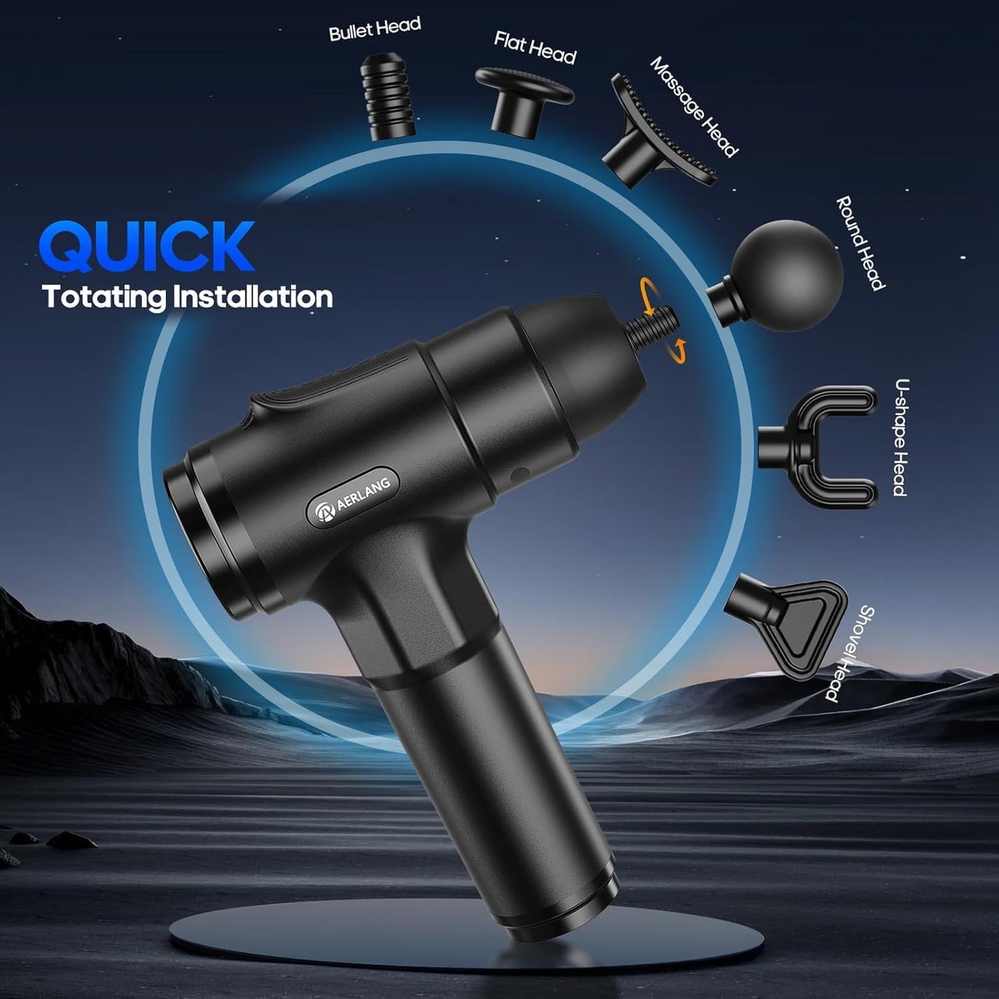 Muscle Massage Gun, Back Massager Deep Tissue Gun for Athletes to Relief Pain and Relax with 20 Adjustable High Intensity Speeds 6 Heads, Body Carrying Case