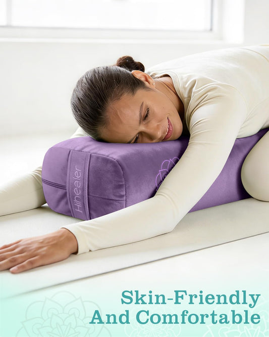 3 in 1 Yoga Bolster Pillow Set for Relaxation & Meditation, Premium Rectangular Velvet Cushion with Weighted Lavender Eye Pillow, Supportive Foam for Back Support & Stretching