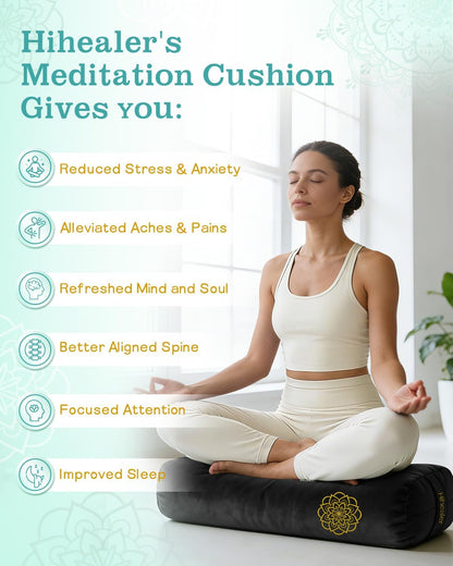 3 in 1 Yoga Bolster Pillow Set for Relaxation & Meditation, Premium Rectangular Velvet Cushion with Weighted Lavender Eye Pillow, Supportive Foam for Back Support & Stretching