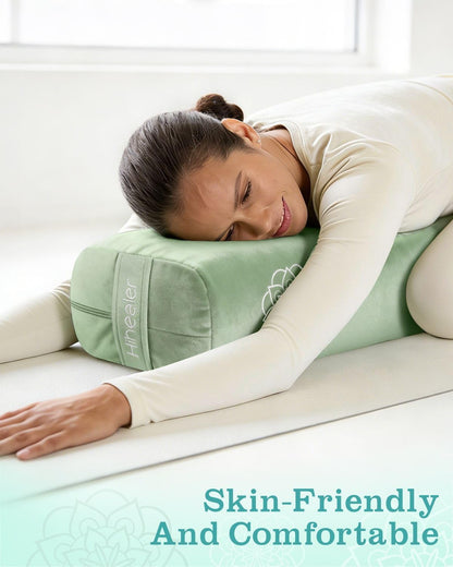 3 in 1 Yoga Bolster Pillow Set for Relaxation & Meditation, Premium Rectangular Velvet Cushion with Weighted Lavender Eye Pillow, Supportive Foam for Back Support & Stretching