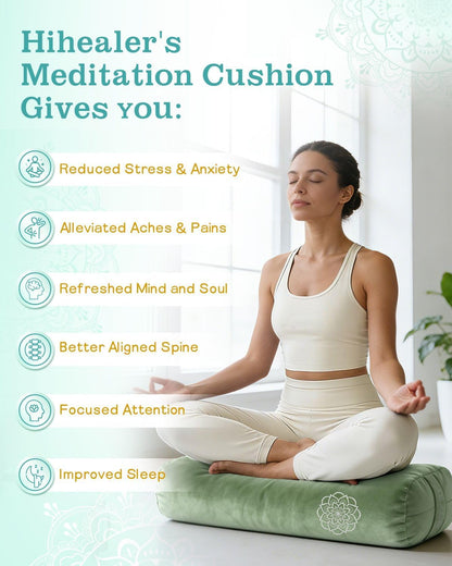 3 in 1 Yoga Bolster Pillow Set for Relaxation & Meditation, Premium Rectangular Velvet Cushion with Weighted Lavender Eye Pillow, Supportive Foam for Back Support & Stretching